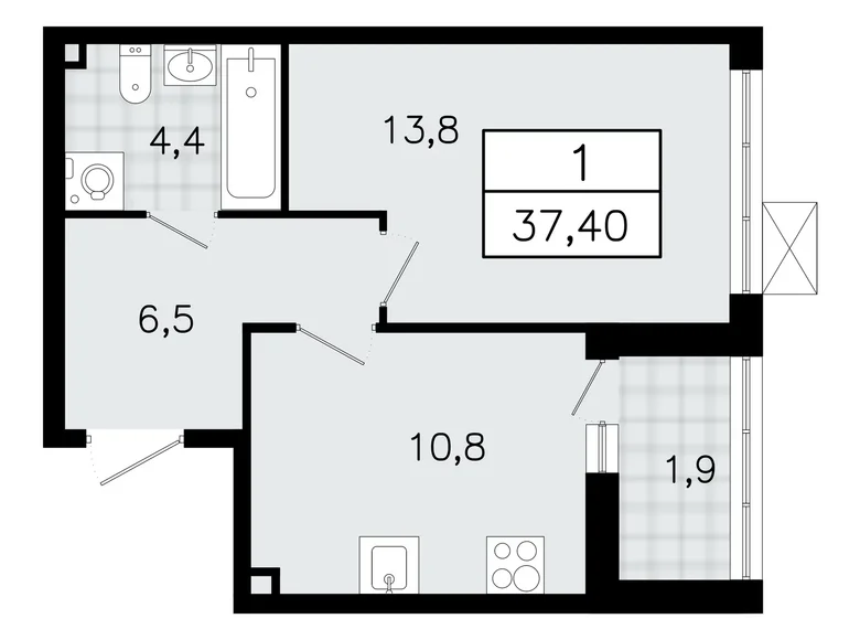 Wohnung 1 zimmer 37 m² Wsewoloschsk, Russland