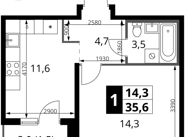 Wohnung 1 zimmer 36 m² Leninsky District, Russland