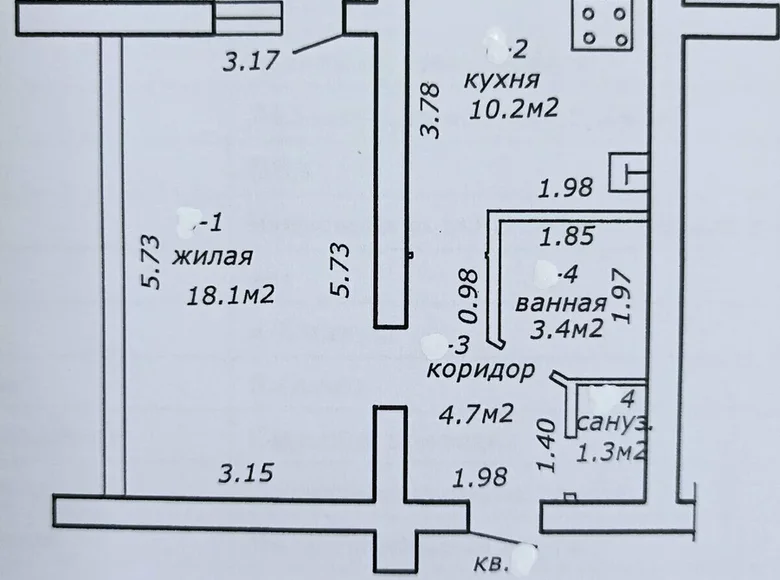 Квартира 1 комната 38 м² Мозырь, Беларусь
