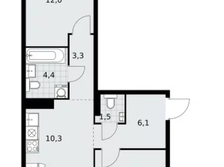 Mieszkanie 3 pokoi 59 m² poselenie Sosenskoe, Rosja