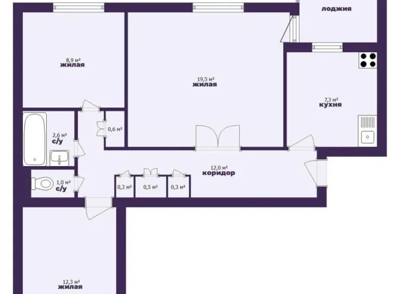 Mieszkanie 3 pokoi 65 m² Mińsk, Białoruś