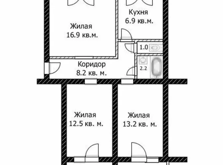Квартира 3 комнаты 65 м² Фаниполь, Беларусь