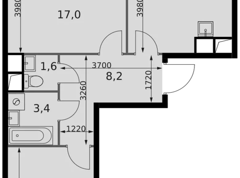 Apartamento 2 habitaciones 59 m² Razvilka, Rusia