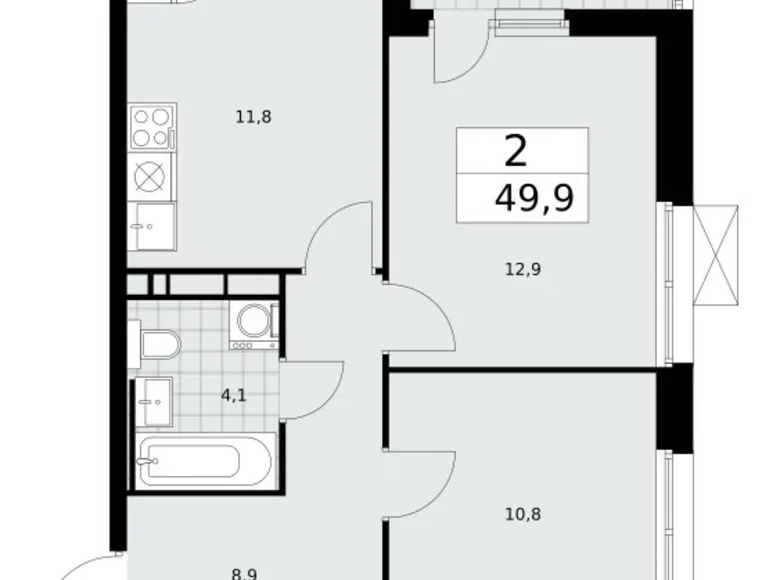 Apartamento 2 habitaciones 50 m² Moscú, Rusia