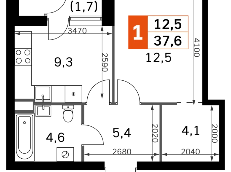 Appartement 1 chambre 38 m² Moscou, Russie