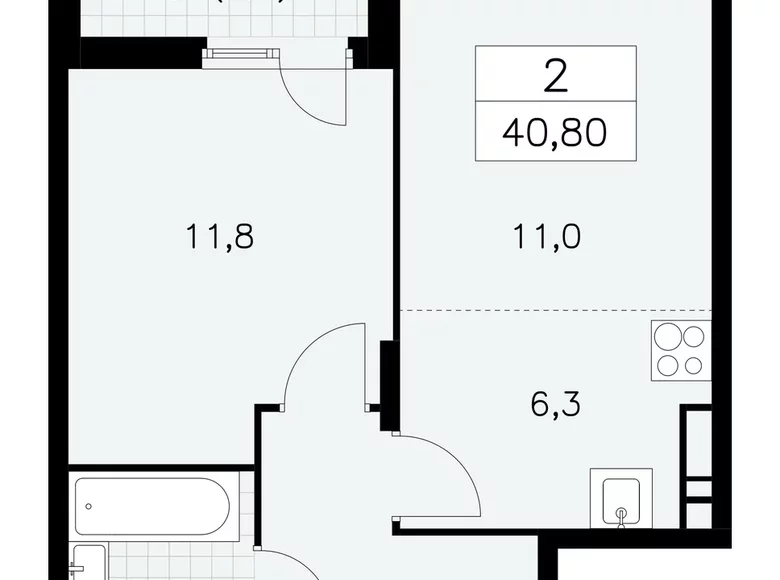 Apartamento 2 habitaciones 41 m² Moscú, Rusia