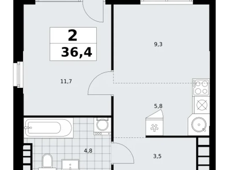 Apartamento 2 habitaciones 36 m² South-Western Administrative Okrug, Rusia