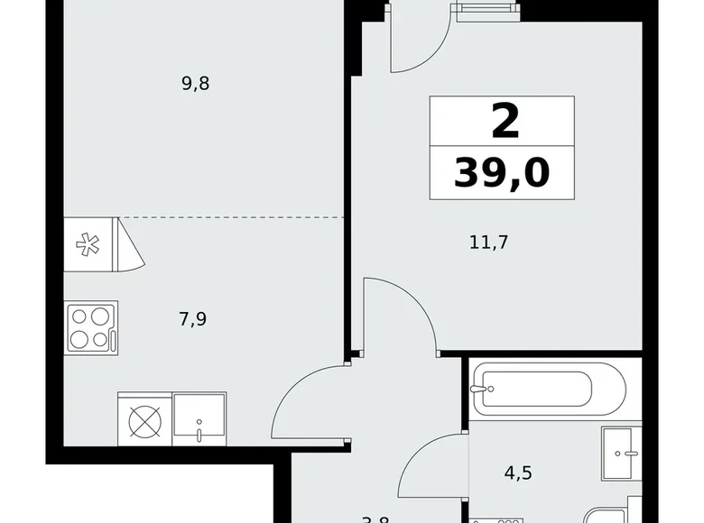 Apartamento 2 habitaciones 39 m² poselenie Sosenskoe, Rusia