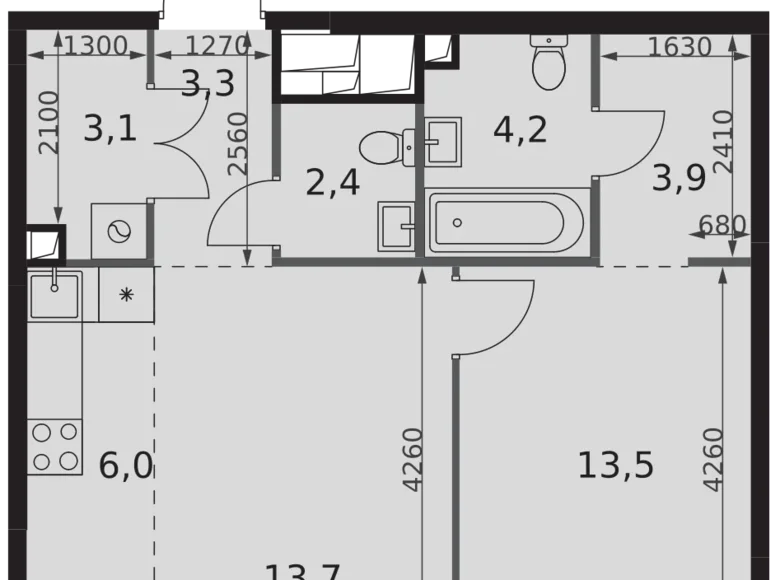 Apartamento 2 habitaciones 50 m² North-Western Administrative Okrug, Rusia