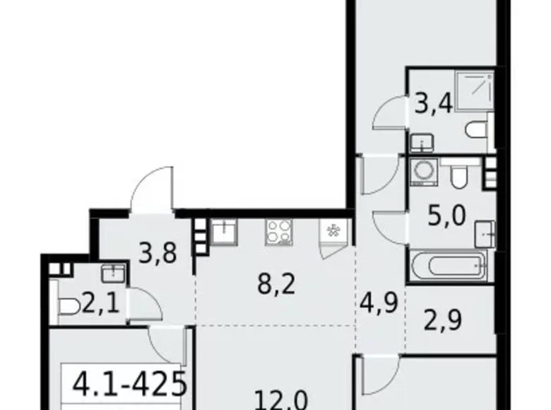 Квартира 4 комнаты 83 м² Юго-Западный административный округ, Россия