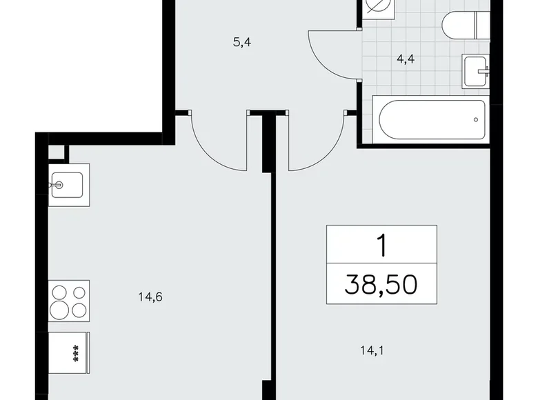 Wohnung 1 Zimmer 39 m² poselenie Sosenskoe, Russland