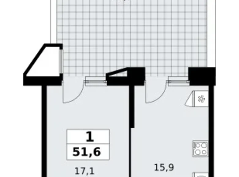 Mieszkanie 1 pokój 52 m² poselenie Sosenskoe, Rosja