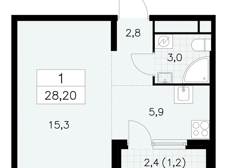 Appartement 1 chambre 28 m² South-Western Administrative Okrug, Fédération de Russie