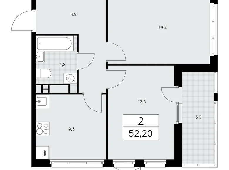 Квартира 2 комнаты 52 м² поселение Сосенское, Россия