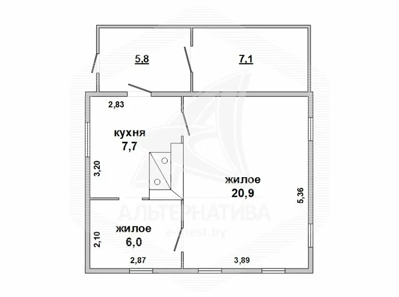 House 35 m² Dzmitrovicki sielski Saviet, Belarus