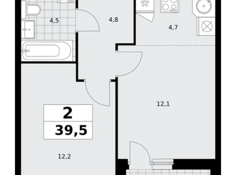 2 room apartment 40 m² poselenie Sosenskoe, Russia