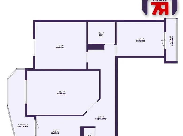 3 room apartment 91 m² Minsk, Belarus