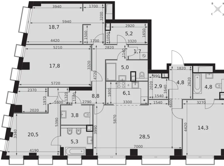 Wohnung 5 zimmer 148 m² Nordwestlicher Verwaltungsbezirk, Russland