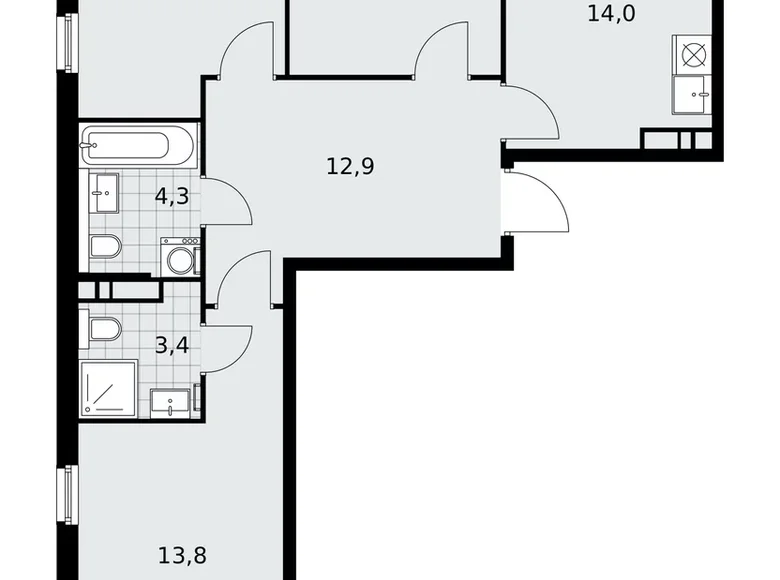 Appartement 3 chambres 73 m² poselenie Sosenskoe, Fédération de Russie