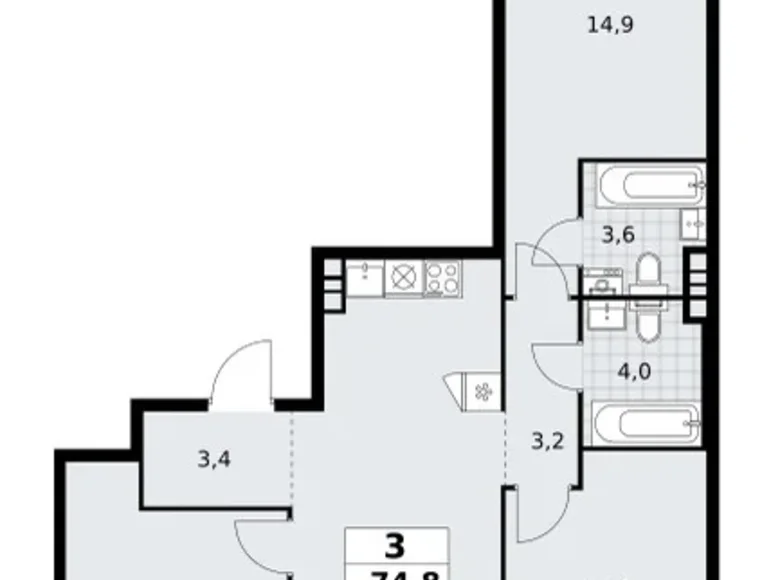 Wohnung 3 zimmer 75 m² poselenie Sosenskoe, Russland