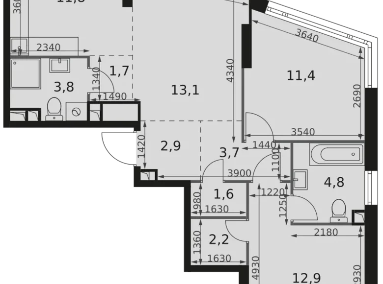 Квартира 3 комнаты 70 м² Москва, Россия