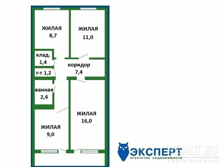 Mieszkanie 3 pokoi 58 m² Zarecca, Białoruś