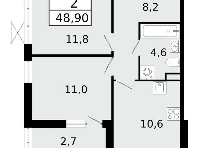 Wohnung 2 zimmer 49 m² Wsewoloschsk, Russland