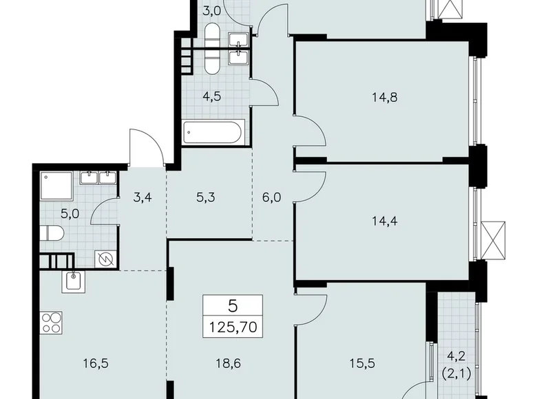 Apartamento 5 habitaciones 126 m² Moscú, Rusia