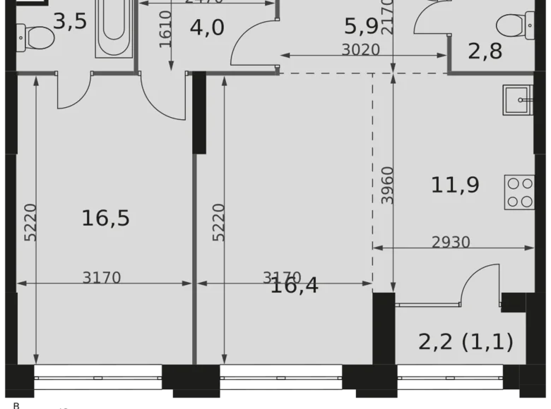 Apartamento 2 habitaciones 62 m² North-Western Administrative Okrug, Rusia