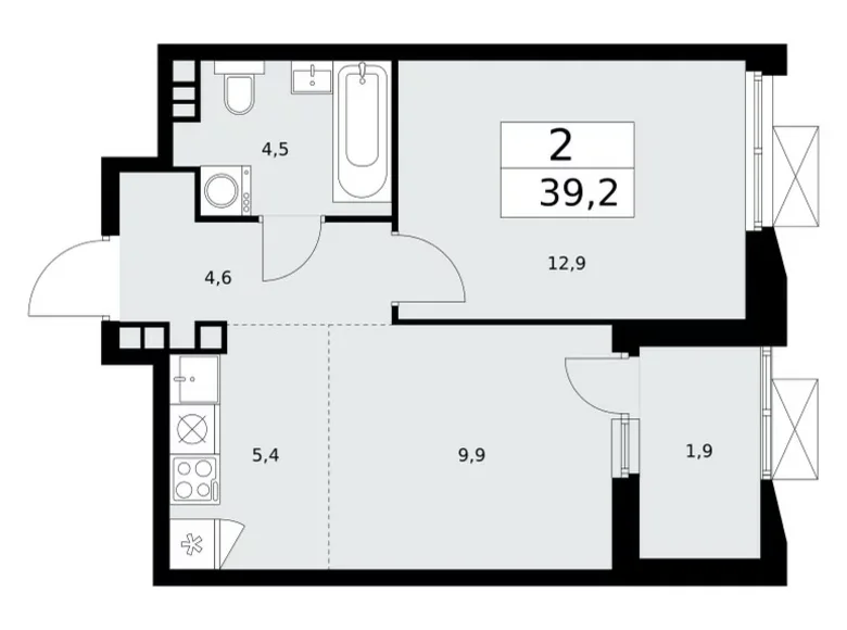 Apartamento 2 habitaciones 39 m² poselenie Sosenskoe, Rusia