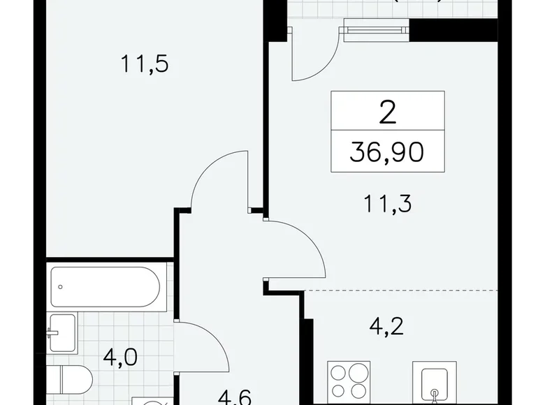 2 room apartment 37 m² poselenie Sosenskoe, Russia