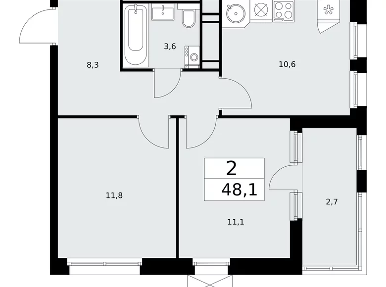 Apartamento 2 habitaciones 48 m² Moscú, Rusia