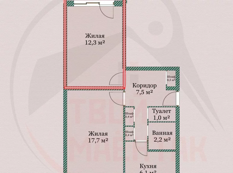Apartment 50 m² Minsk, Belarus