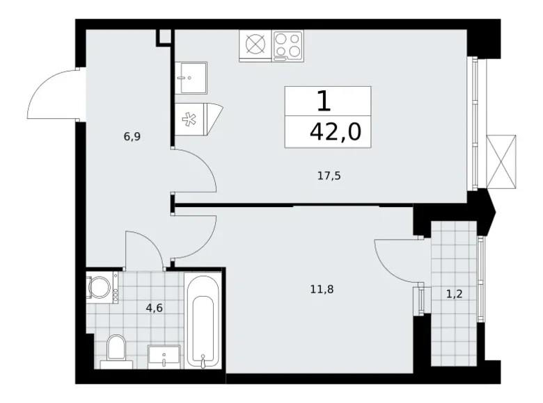 Appartement 1 chambre 42 m² Troïtsk, Russie