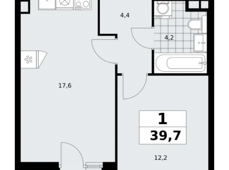 Apartamento 1 habitación 40 m² poselenie Sosenskoe, Rusia