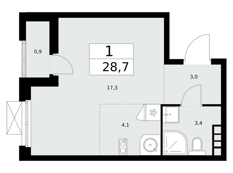 Appartement 1 chambre 29 m² poselenie Sosenskoe, Fédération de Russie