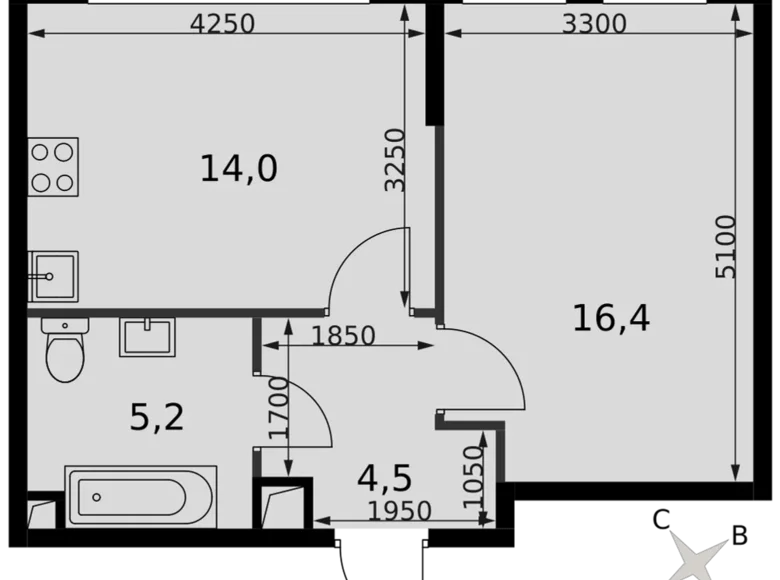 Квартира 1 комната 40 м² Северо-Западный административный округ, Россия