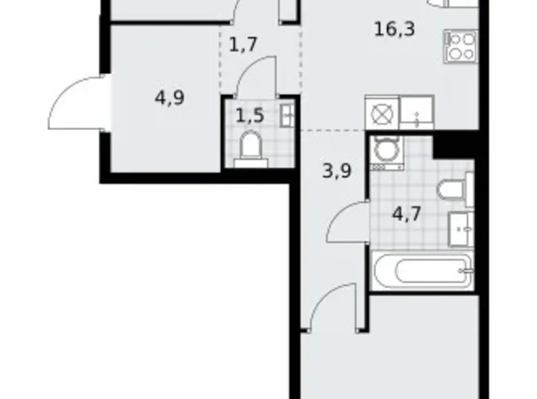 Apartamento 2 habitaciones 58 m² Troitsk, Rusia