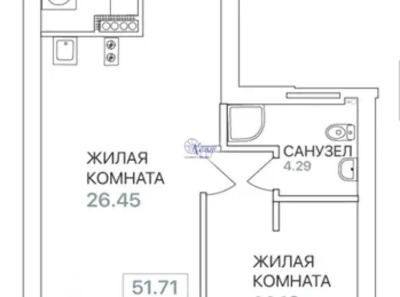 2 room apartment 52 m² Svetlogorsk, Russia