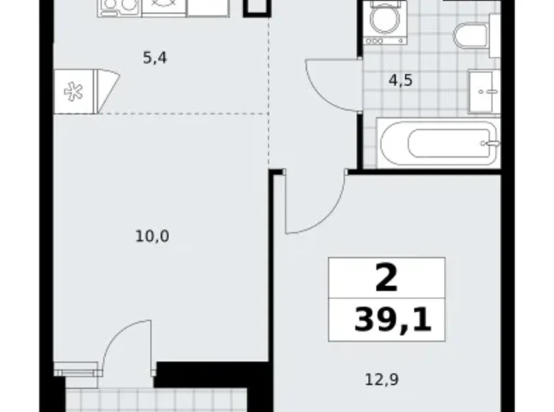 Apartamento 2 habitaciones 39 m² poselenie Sosenskoe, Rusia