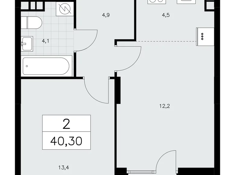 2 room apartment 40 m² poselenie Sosenskoe, Russia