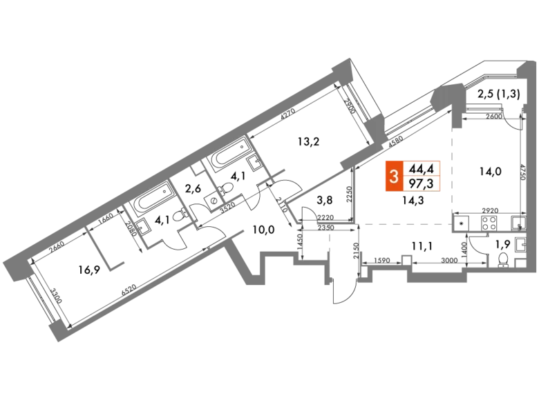 Квартира 3 комнаты 97 м² район Коньково, Россия