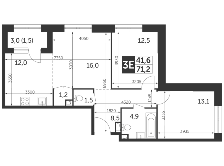 Appartement 3 chambres 71 m² North-Eastern Administrative Okrug, Fédération de Russie