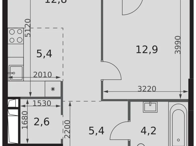 Wohnung 2 zimmer 47 m² Nordwestlicher Verwaltungsbezirk, Russland