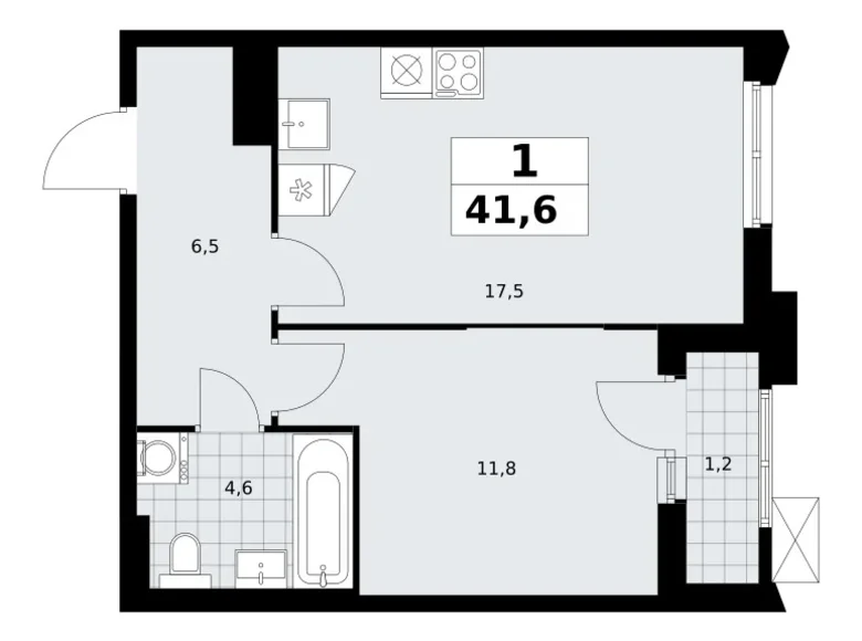 Appartement 1 chambre 42 m² Troïtsk, Russie