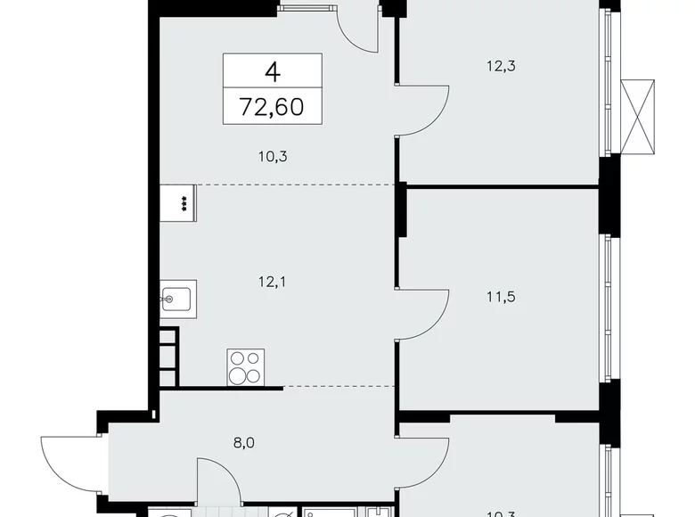 Appartement 4 chambres 73 m² poselenie Sosenskoe, Fédération de Russie