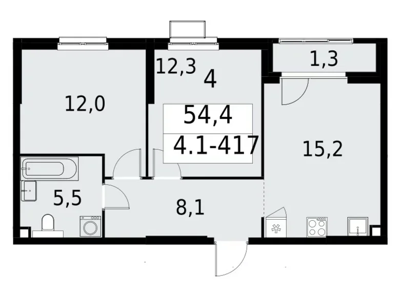 Mieszkanie 2 pokoi 54 m² South-Western Administrative Okrug, Rosja