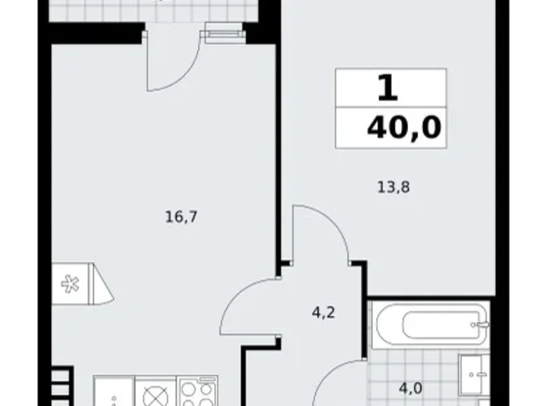 Appartement 1 chambre 40 m² poselenie Sosenskoe, Fédération de Russie