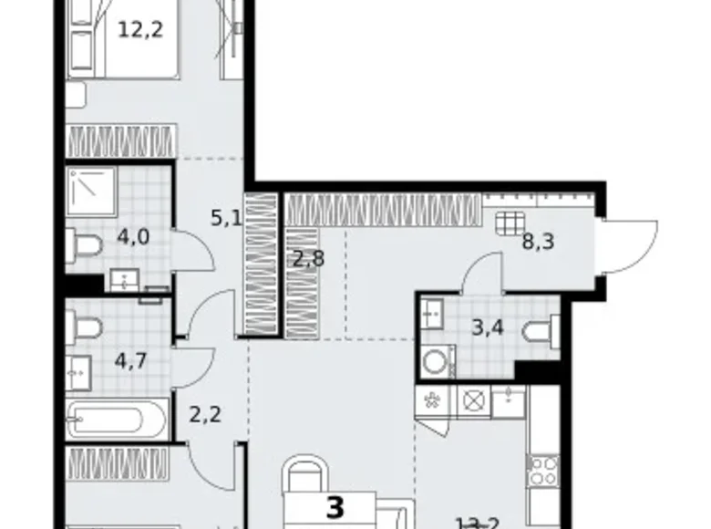 3 room apartment 88 m² Kommunarka, Russia