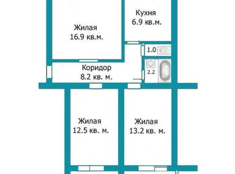 Квартира 3 комнаты 65 м² Фаниполь, Беларусь